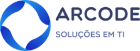 logo da empresa arcode, contém um círculo azul.
